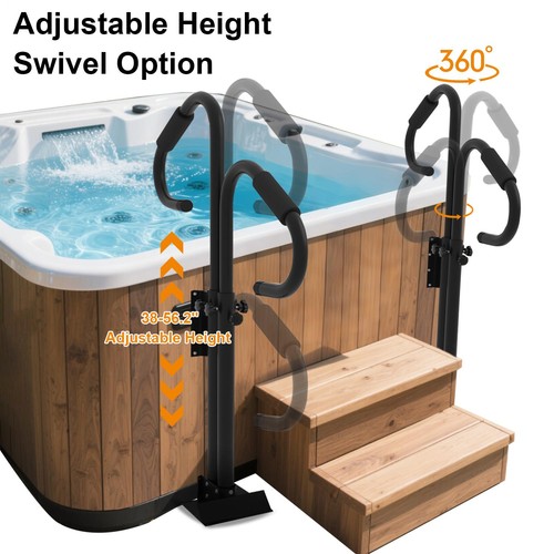 Hot tub handrail adjustable - tub, handrail,